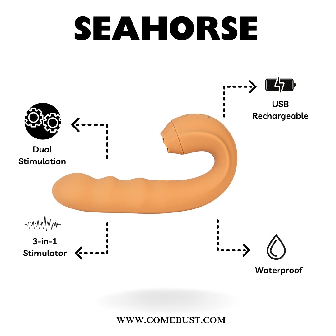SEAHORSE Dual Vibrator for Women 10 Vibration Patterns Waterproof Rechargeable